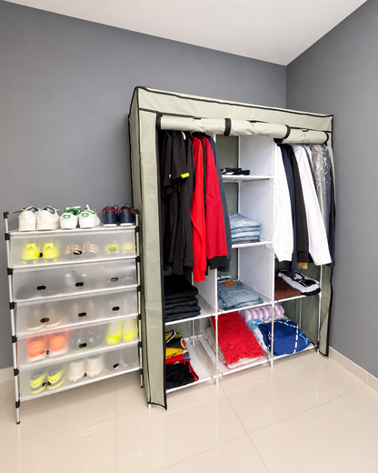 COMBO ORGANIZADOR 2 EN 1 | ARMARIO PORTATIL +ZAPATERO DE 6 NIVELES| ENVIO GRATIS